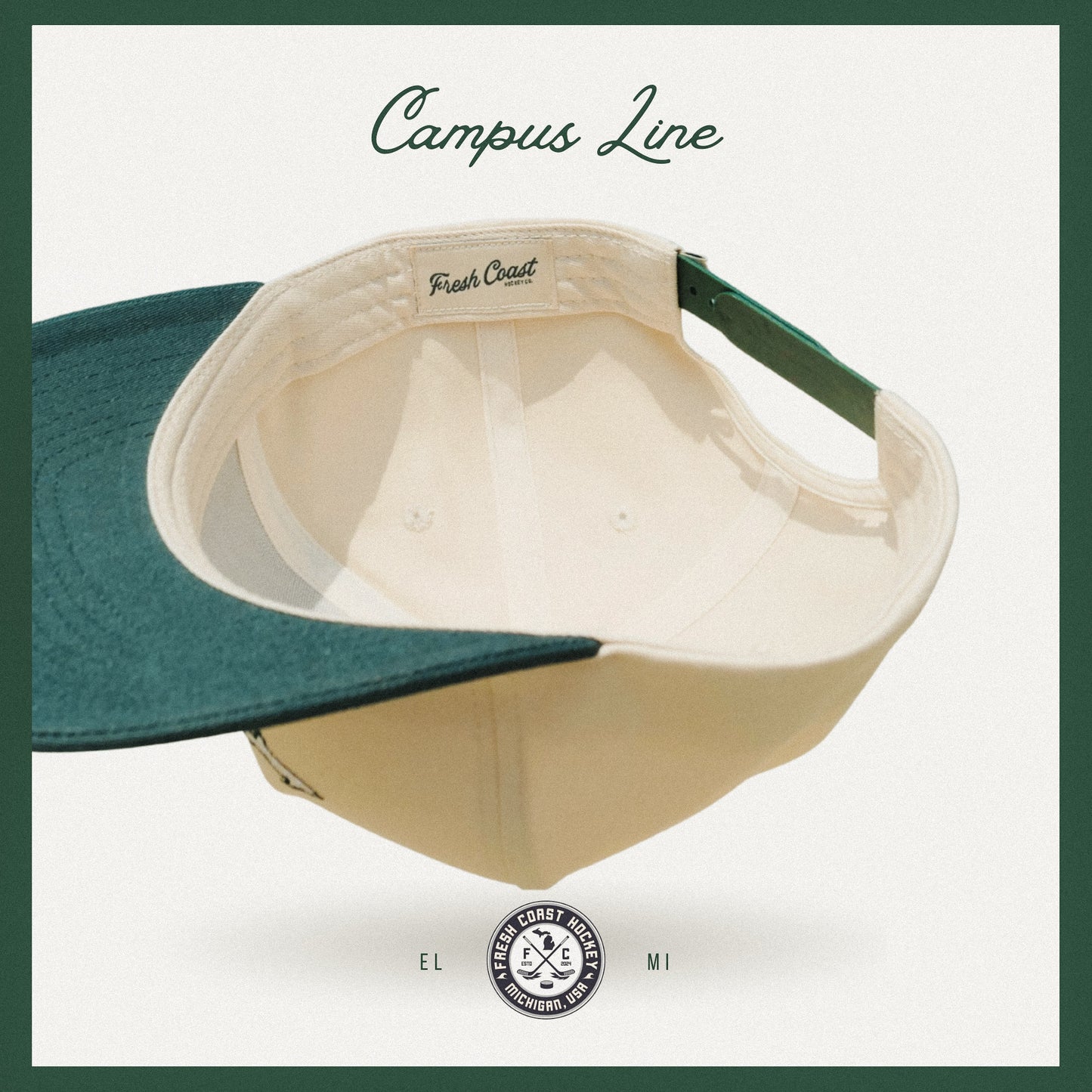 Campus Line: Green & White Hockey Snapback