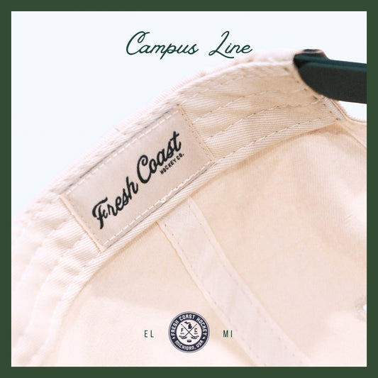 FRESH COAST HOCKEY CO. Campus Line: Green & White Hockey Snapback