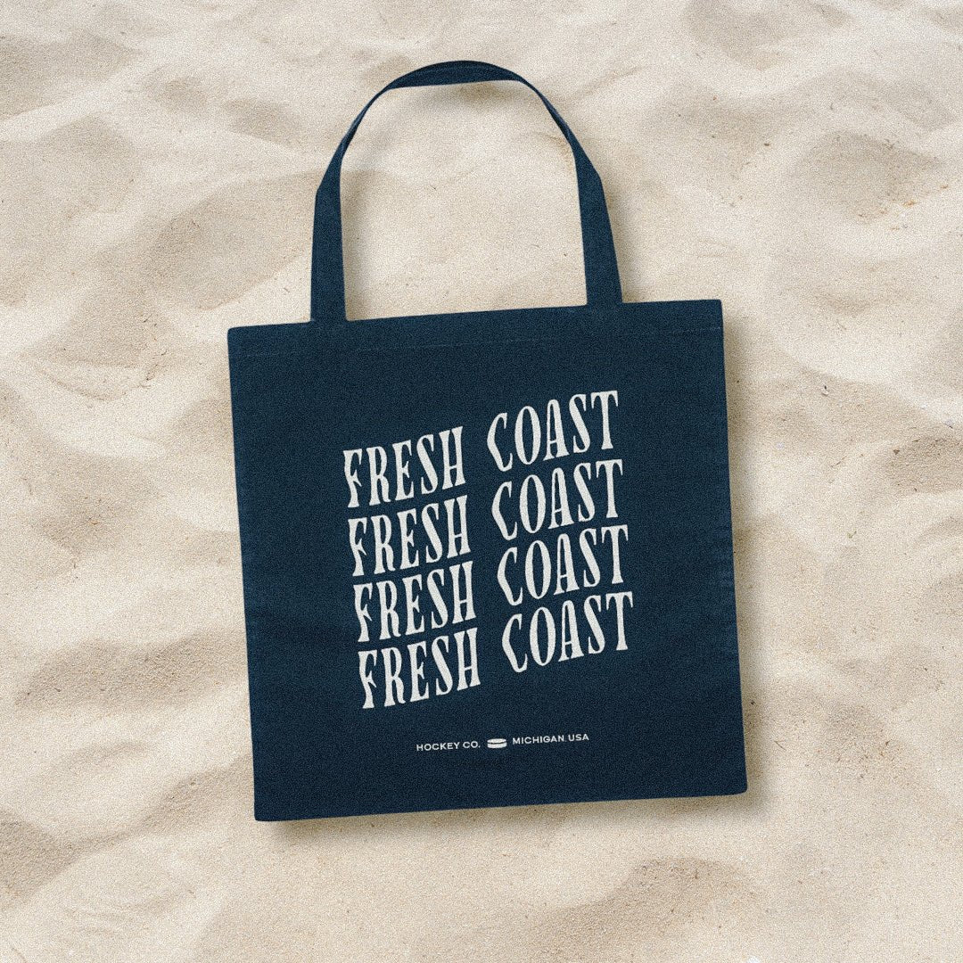 Coastline Tote Bag: Navy / White
