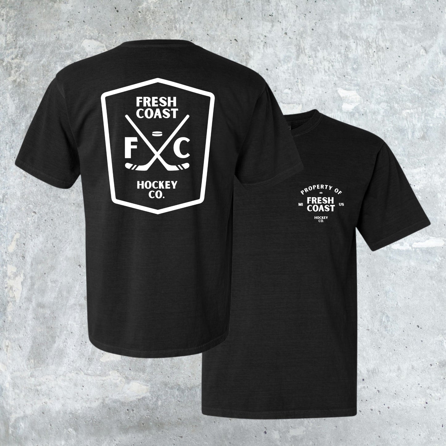 FRESH COAST HOCKEY CO. Pro-Line Heavyweight Short Sleeve T-Shirt: Black