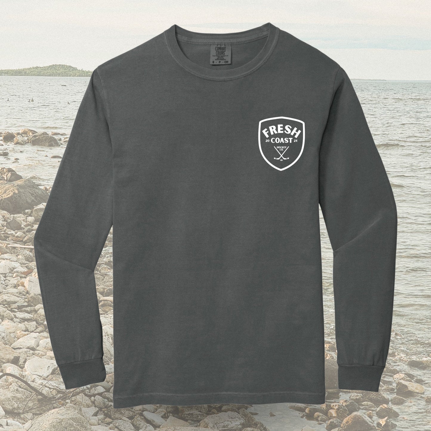 Pro-Line Heavyweight Long Sleeve T-Shirt: Pepper/White
