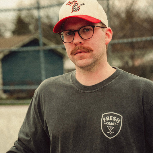 “The Michigan” Hockey Snapback: Cream / Red