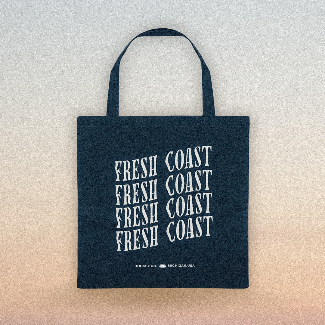 Coastline Tote Bag: Navy / White