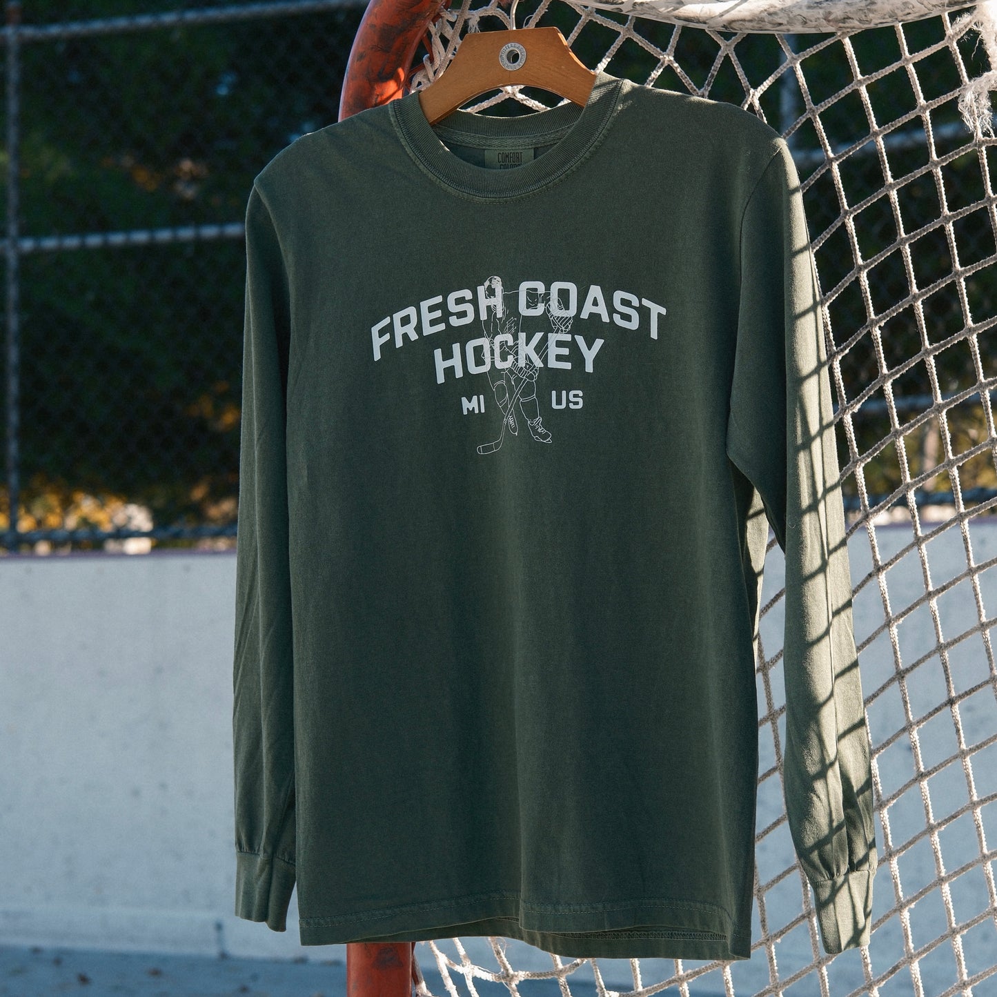 Campus Line: Green & White Hockey Long Sleeve T-Shirt