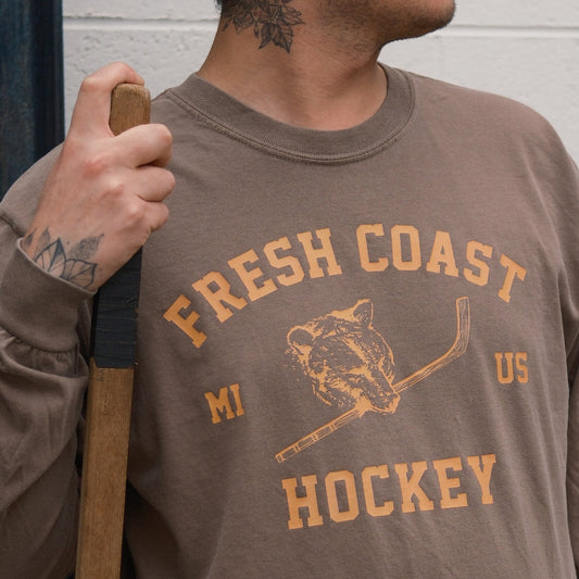 Northwood Bear Heavyweight Long Sleeve T-Shirt: Brown/Orange