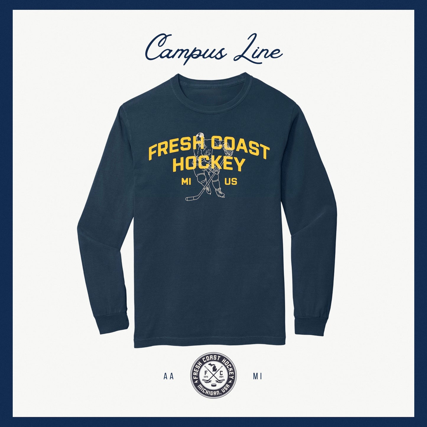 Campus Line: Maize & Blue Hockey Long Sleeve Tee