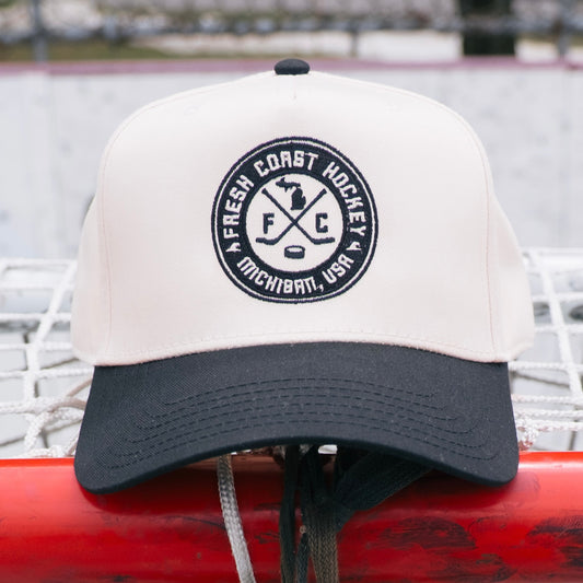 Fresh Coast Hockey Badge Snapback: Cream/Black