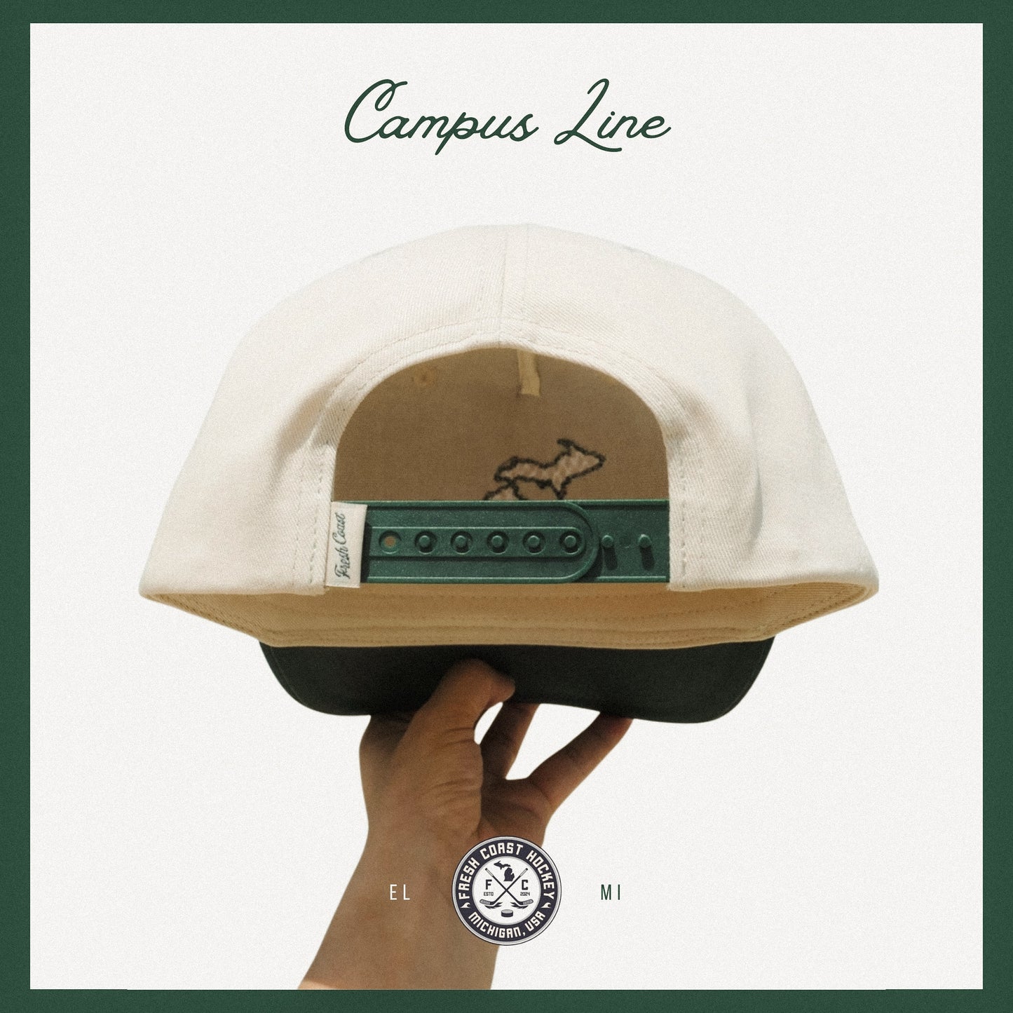 Campus Line: Green & White Hockey Snapback