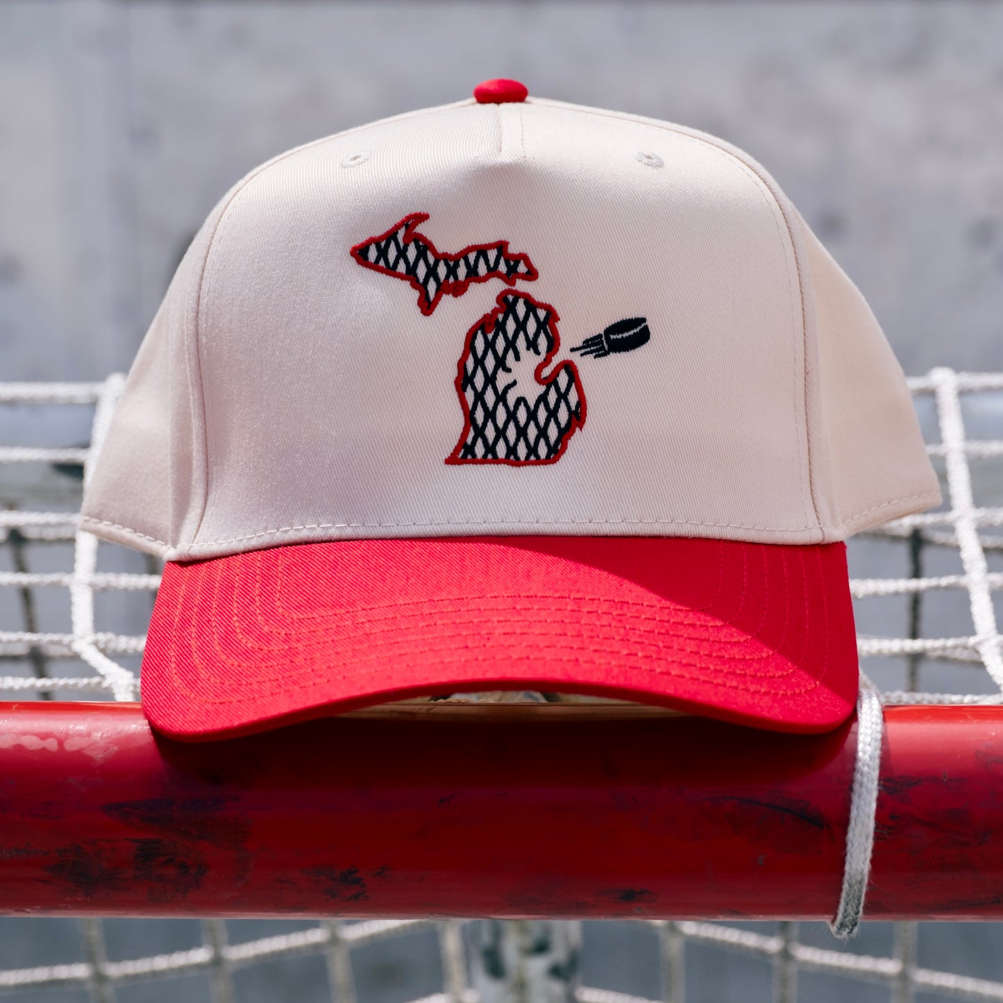 “The Michigan” Snapback: Cream/Red