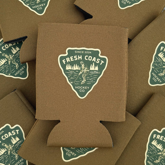 Voyager Collapsible Can Koozie: Brown / Forest Green