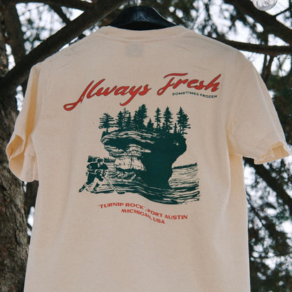 FRESH COAST HOCKEY CO. Always Fresh Heavyweight Pocket T-Shirt: Ivory