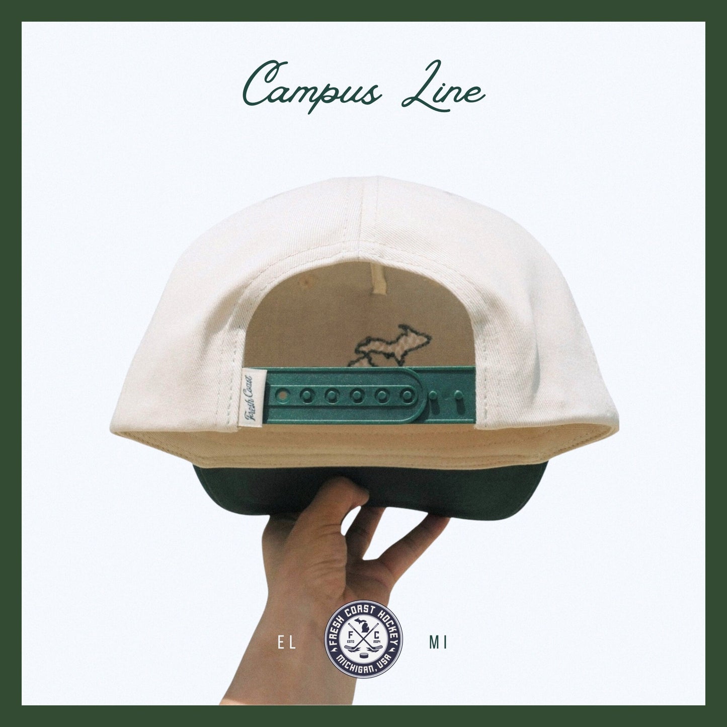 Campus Line: Green & White Hockey Snapback