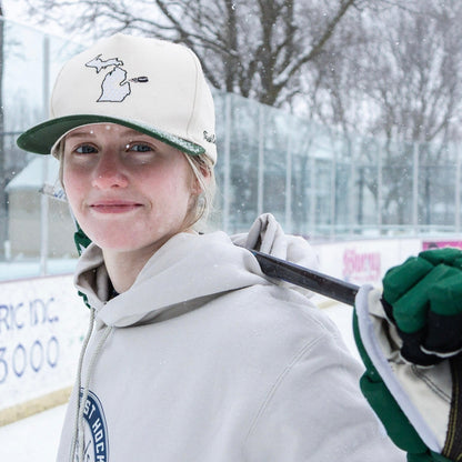 FRESH COAST HOCKEY CO. Campus Line: Green & White Hockey Snapback