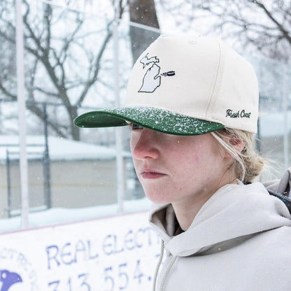 FRESH COAST HOCKEY CO. Campus Line: Green & White Hockey Snapback
