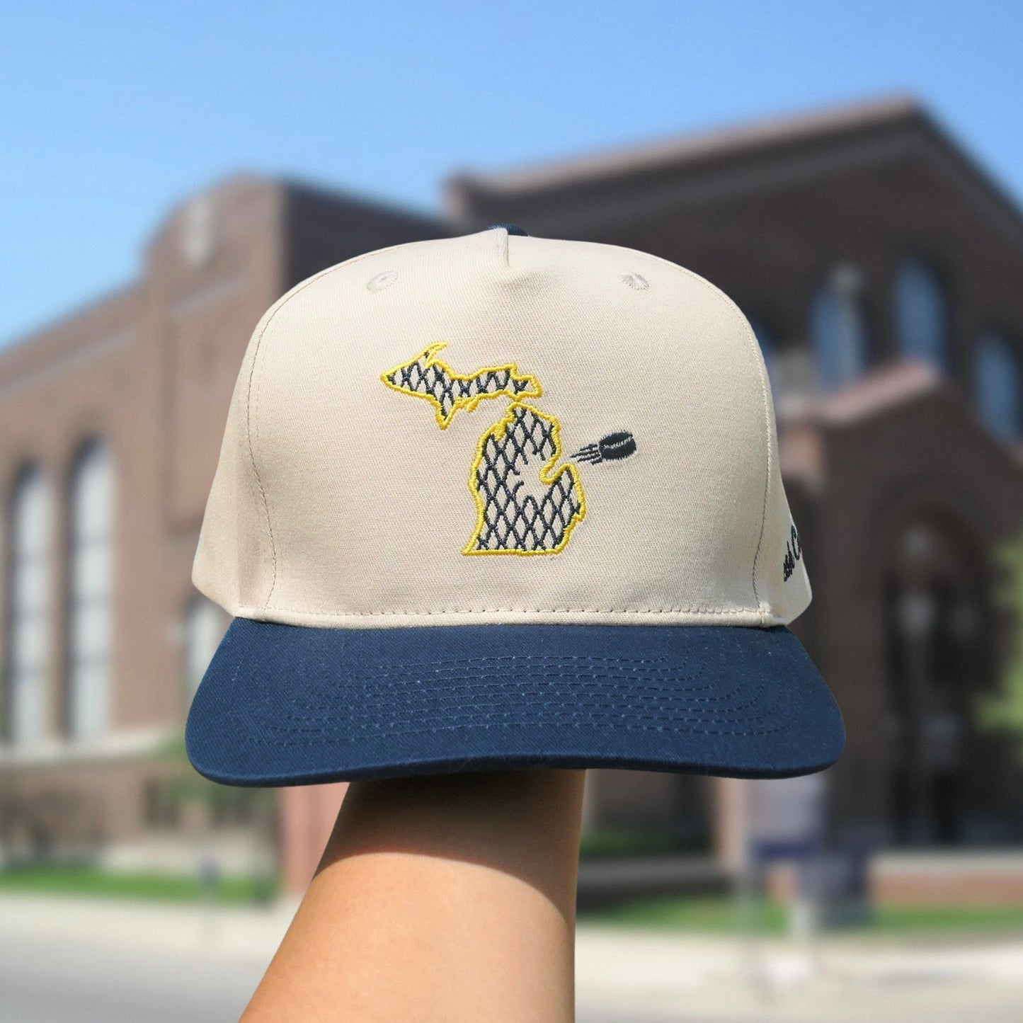 FRESH COAST HOCKEY CO. Campus Line: Maize & Blue Hockey Snapback