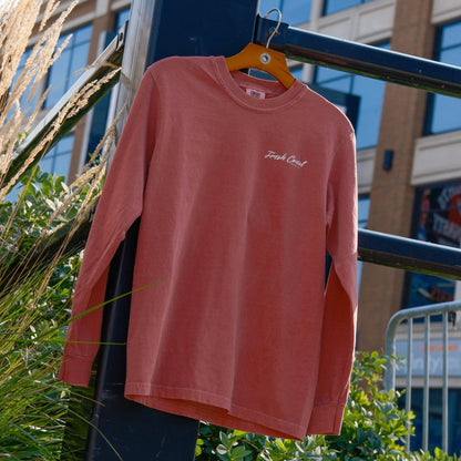 FRESH COAST HOCKEY CO. Catch & Release Octopus Heavyweight Long Sleeve T-Shirt: Brick Red