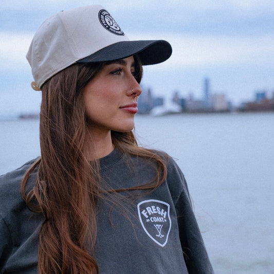 Fresh Coast Hockey Badge Snapback: Cream / Black