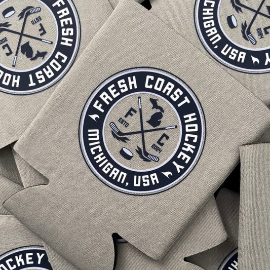 Fresh Coast Hockey Can Koozie: Sandstorm / Navy