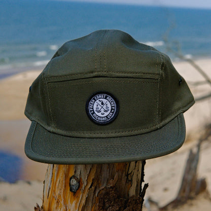 FRESH COAST HOCKEY CO. Badge Patch Camper Hat: Dark Olive Green