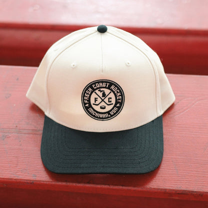 FRESH COAST HOCKEY CO. Badge Snapback Hat: Natural / Black