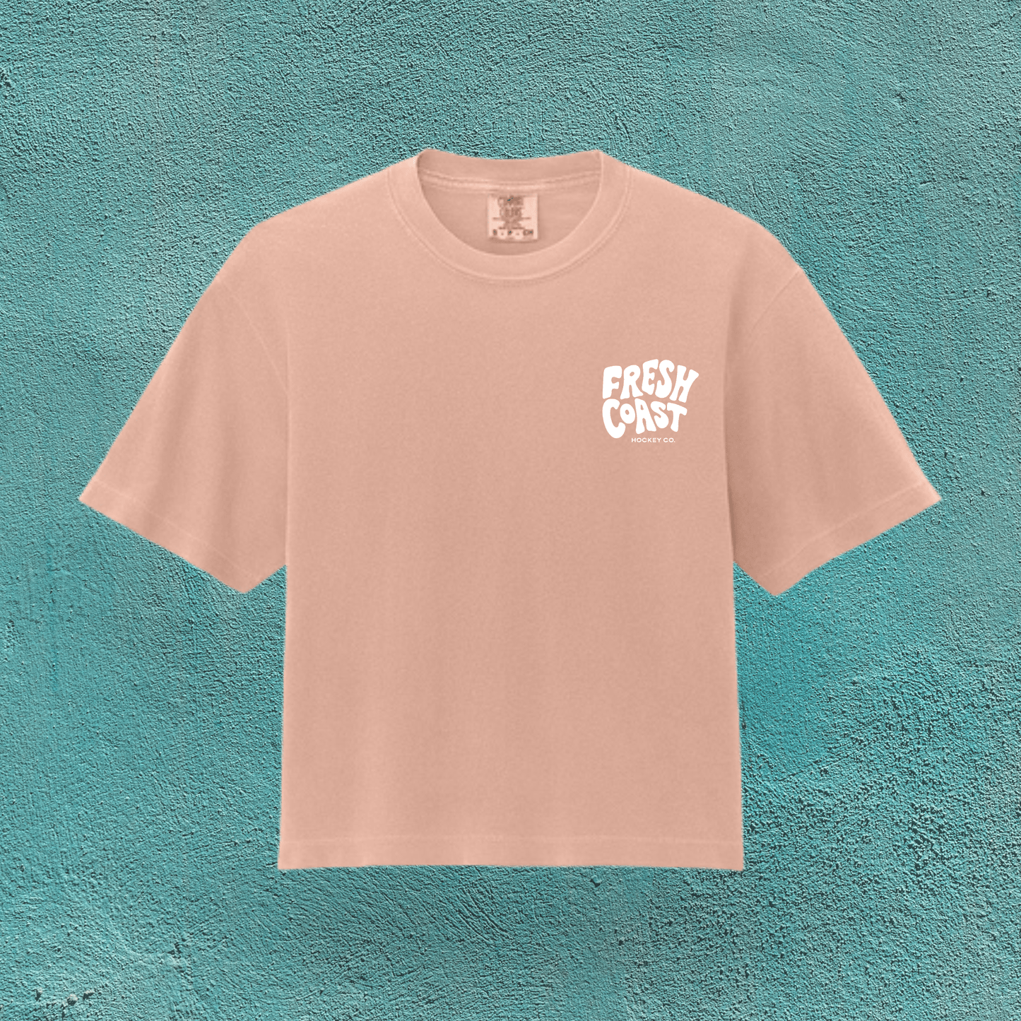 FRESH COAST HOCKEY CO. Coastline Heavyweight Women’s Boxy T-Shirt: Peach