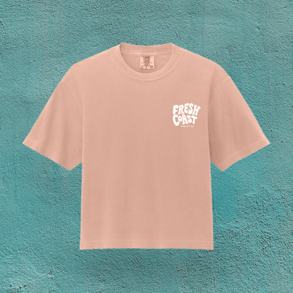FRESH COAST HOCKEY CO. Coastline Heavyweight Women’s Boxy T-Shirt: Peach