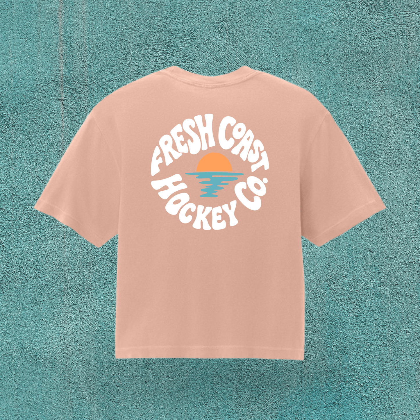 FRESH COAST HOCKEY CO. Coastline Heavyweight Women’s Boxy T-Shirt: Peach