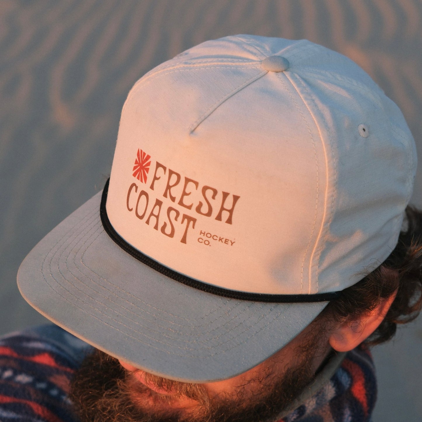FRESH COAST HOCKEY CO. Harbor Snapback Hat: Natural / Seafoam