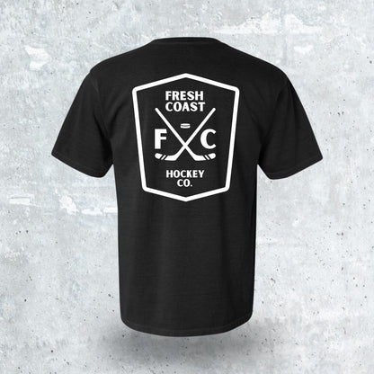 FRESH COAST HOCKEY CO. Pro-Line Heavyweight Short Sleeve T-Shirt: Black