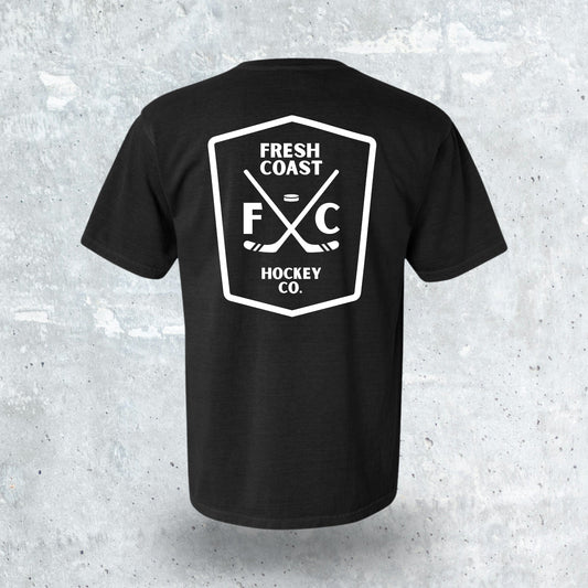 FRESH COAST HOCKEY CO. Pro-Line Heavyweight Short Sleeve T-Shirt: Black
