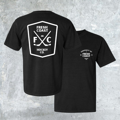 FRESH COAST HOCKEY CO. Pro-Line Heavyweight Short Sleeve T-Shirt: Black