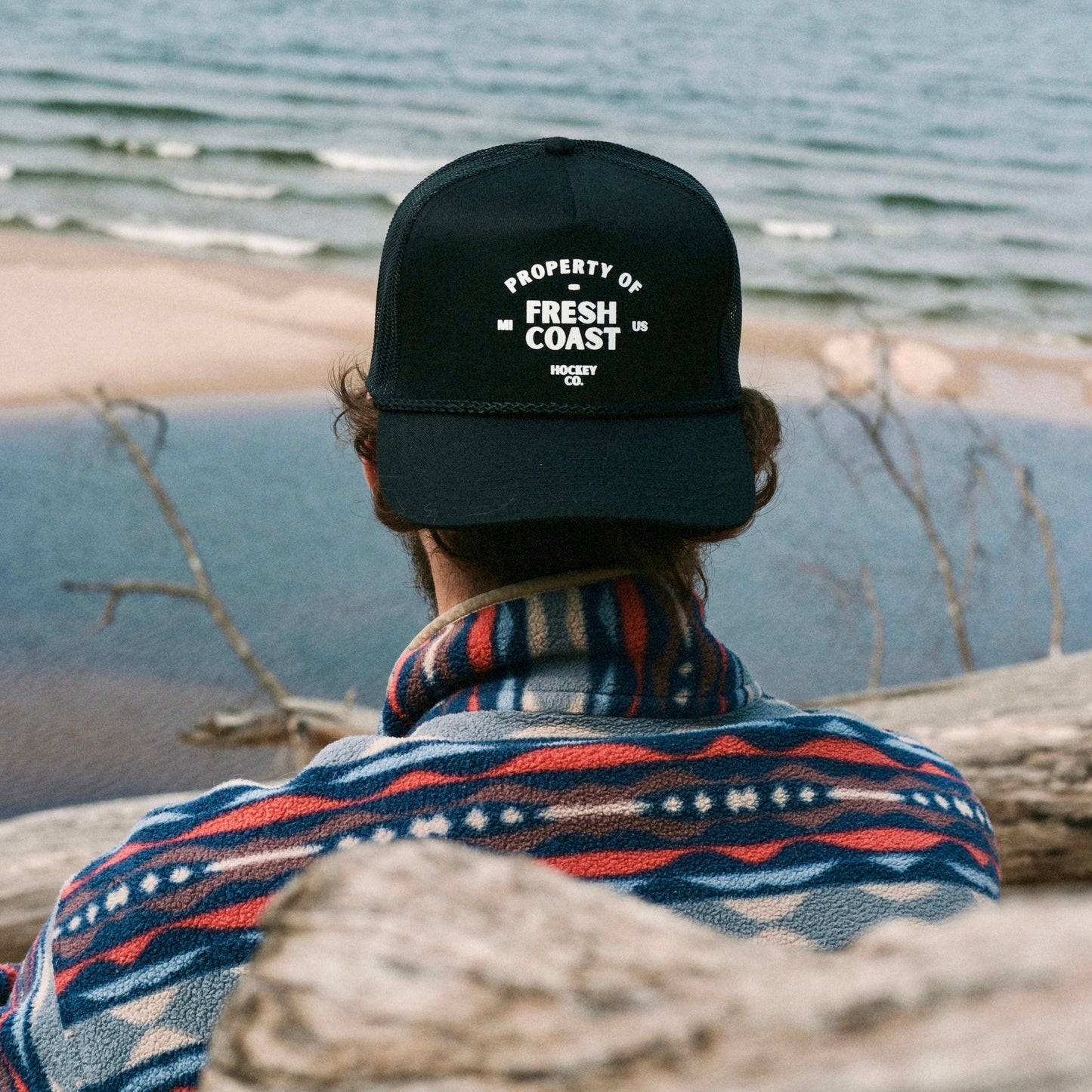 FRESH COAST HOCKEY CO. Pro-Line Trucker Snapback Hat: Black