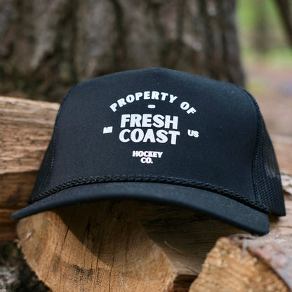FRESH COAST HOCKEY CO. Pro-Line Trucker Snapback Hat: Black