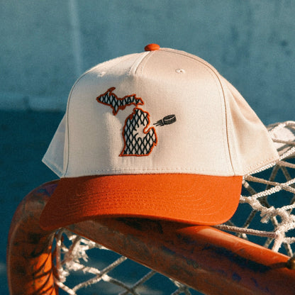 FRESH COAST HOCKEY CO. “The Michigan” Snapback Hat: Natural / Red