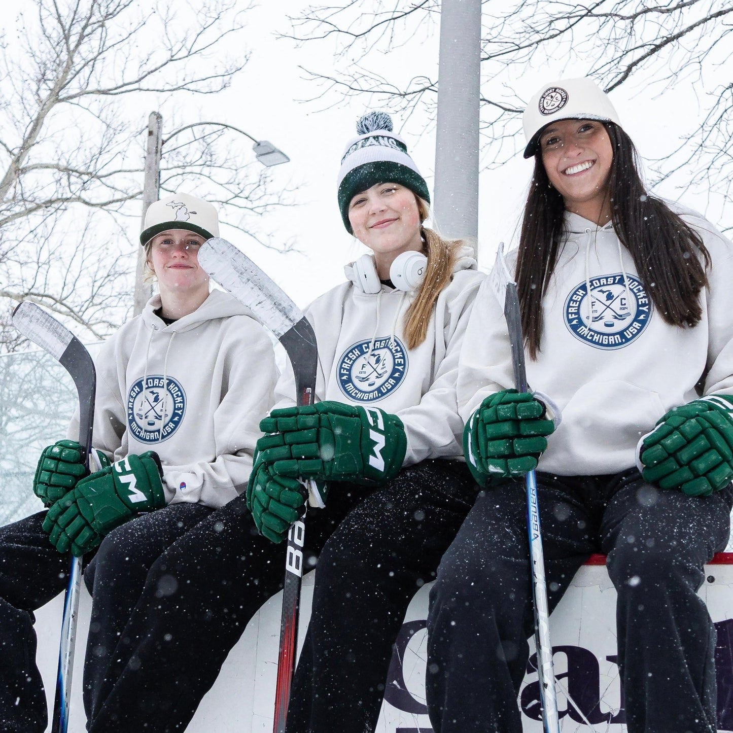 Fresh Coast Hockey Hoodie: Sand