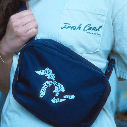 FRESH COAST HOCKEY CO. Frozen Five Crossbody Bag: Matte Navy