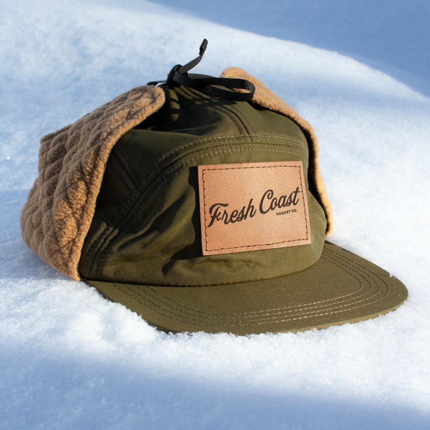 Mackinaw Ear-Flap Cap: Army Green/Tan