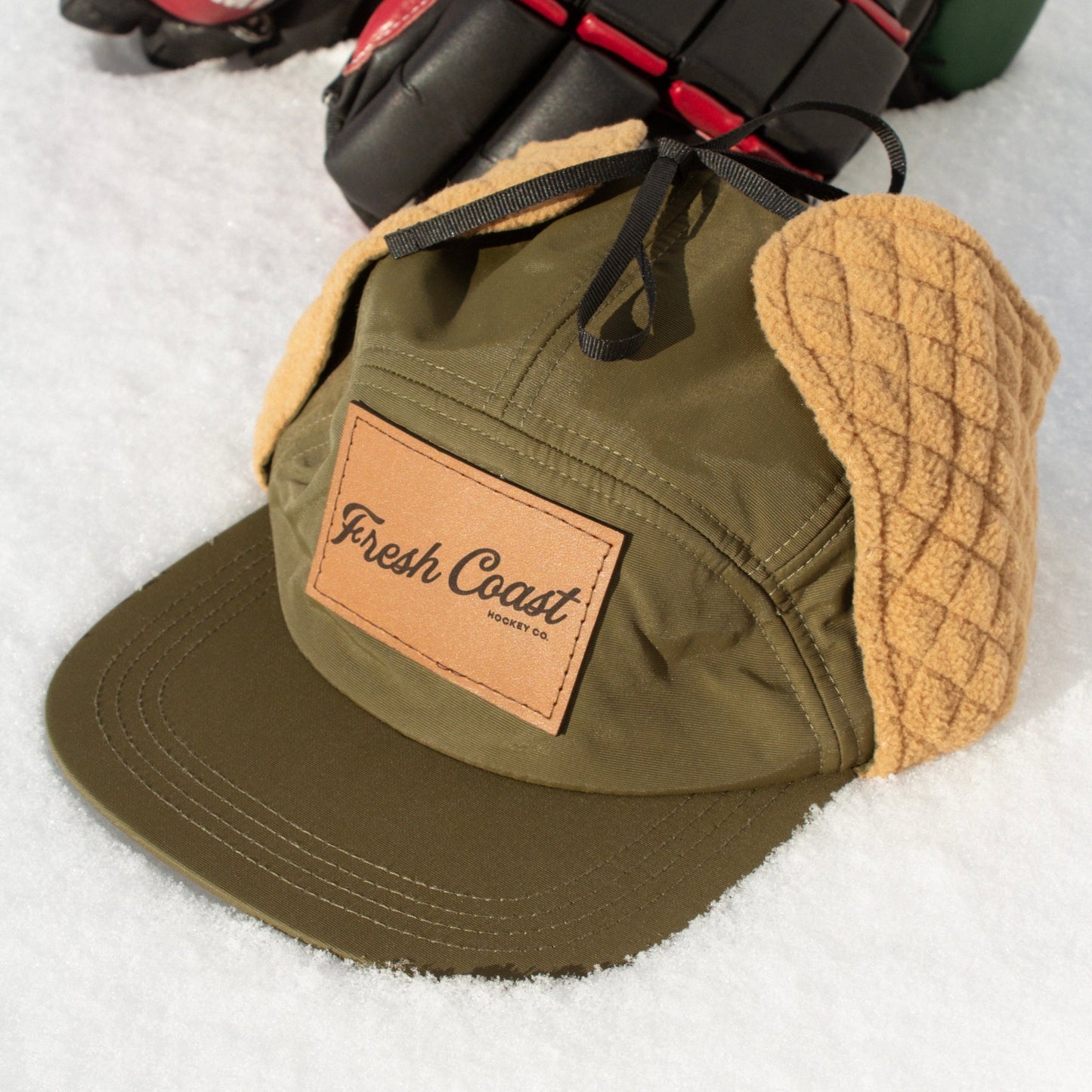 Mackinaw Ear-Flap Cap: Army Green/Tan