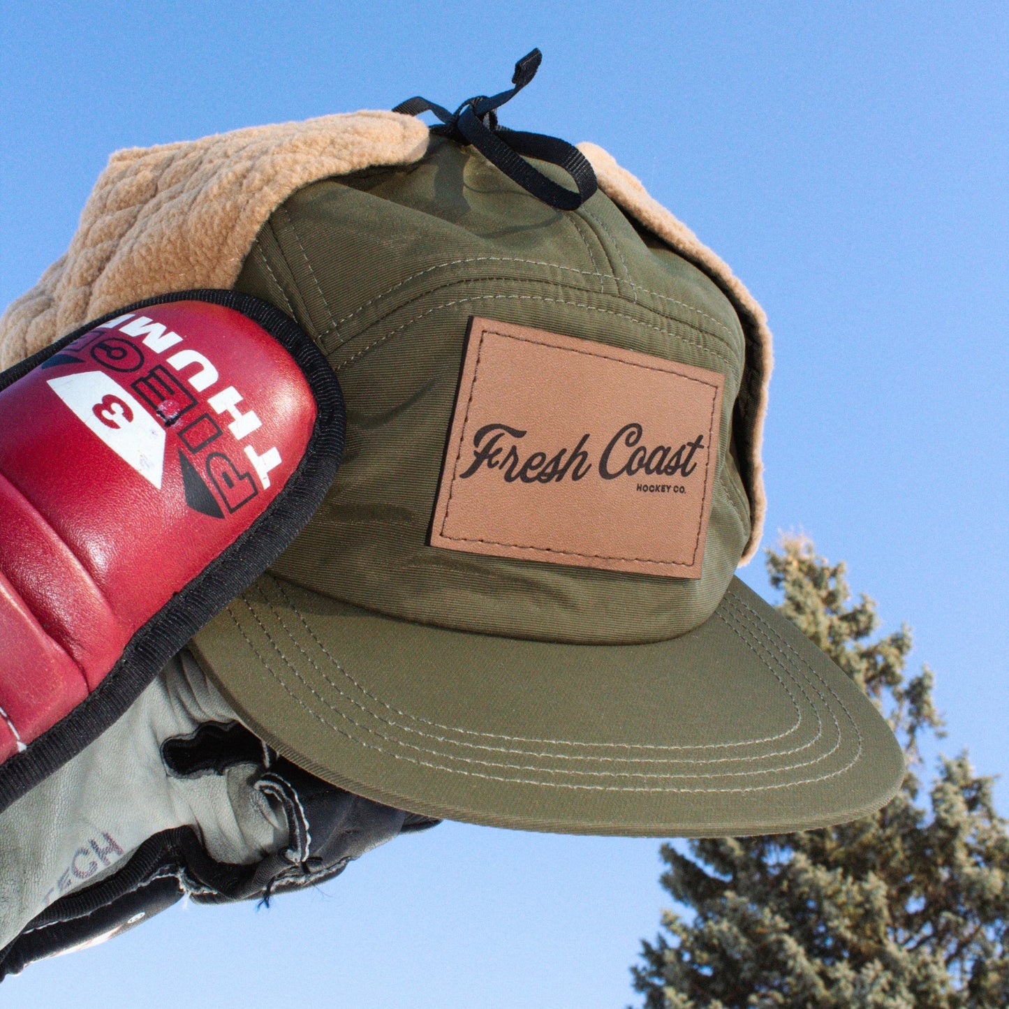 Mackinaw Ear-Flap Cap: Army Green/Tan