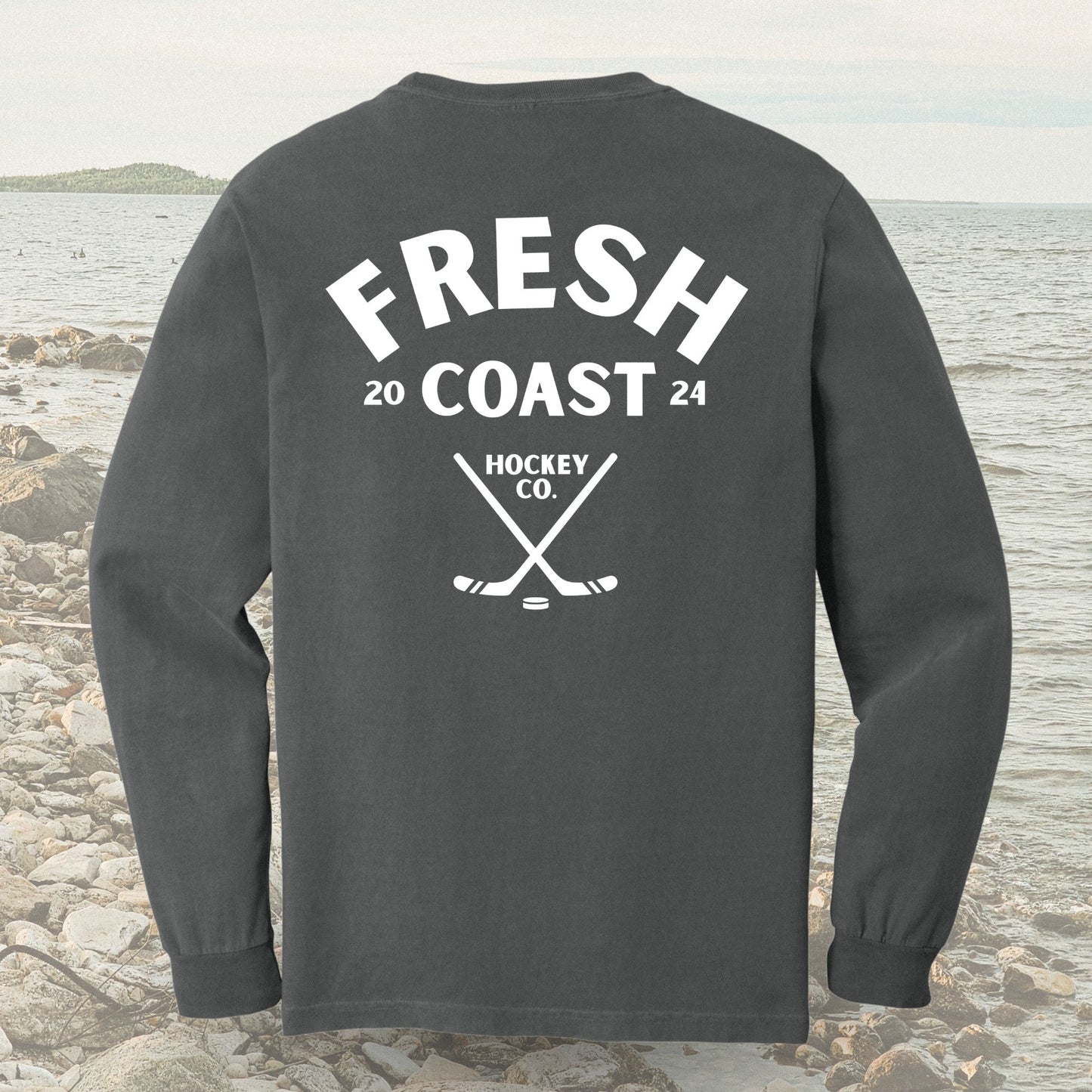 Pro-Line Heavyweight Long Sleeve T-Shirt: Pepper/White