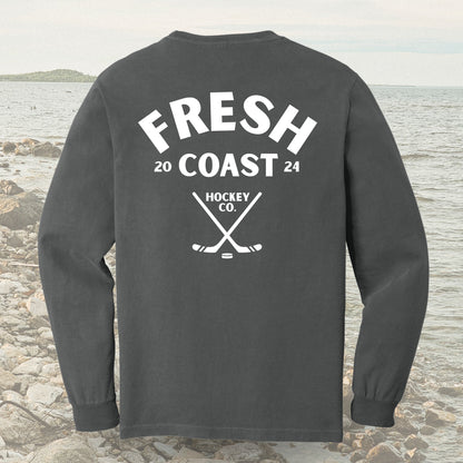 Pro-Line Heavyweight Long Sleeve T-Shirt: Pepper/White