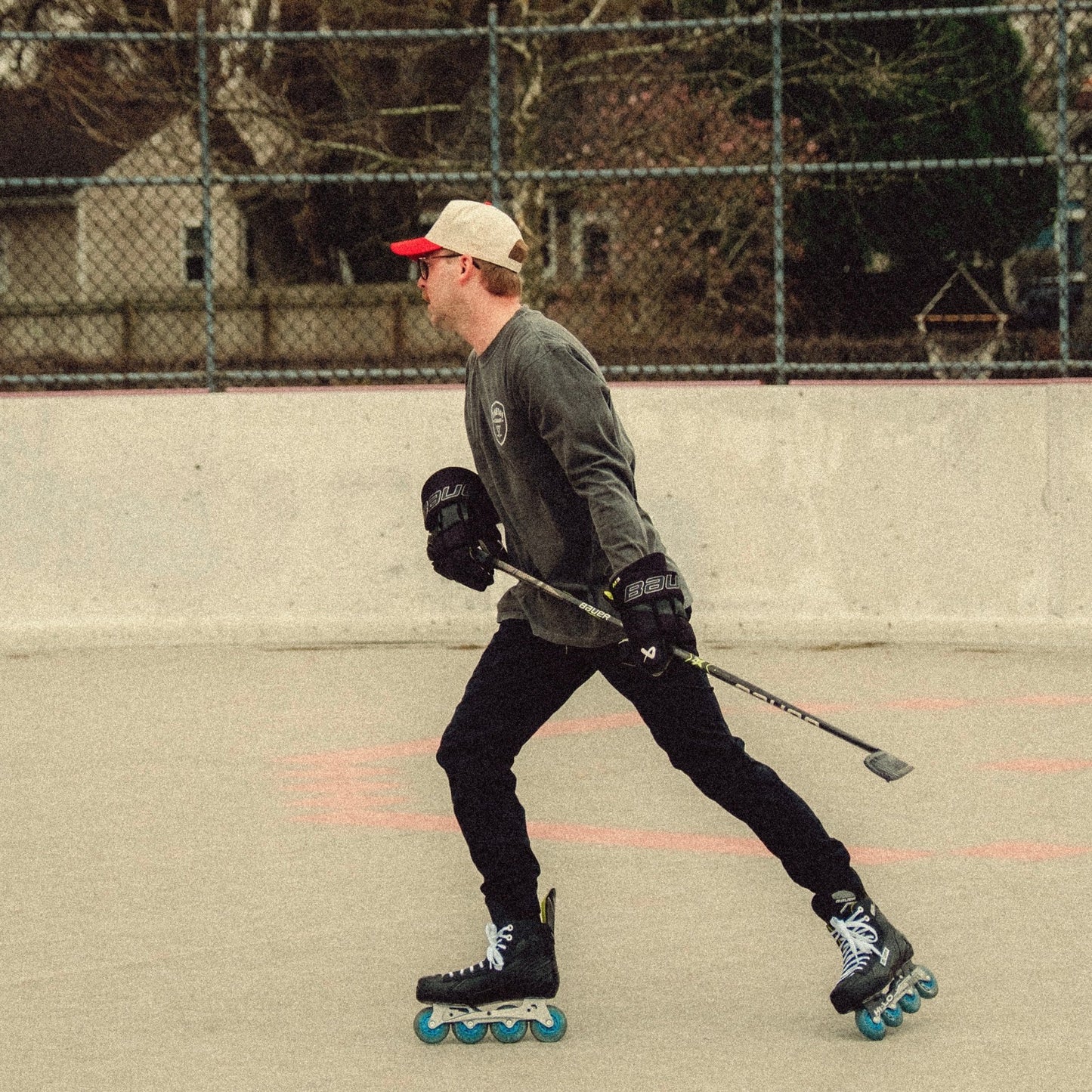 “The Michigan” Hockey Snapback: Natural / Red