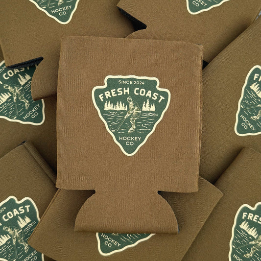 Voyager Collapsible Can Koozie: Brown / Green